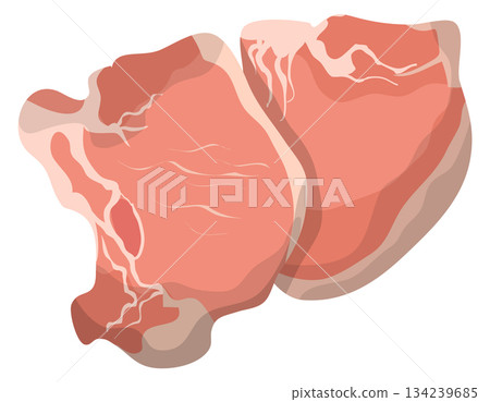 Two pieces of meat are shown on a white background Two pieces of meat are shown on a white background 134239685