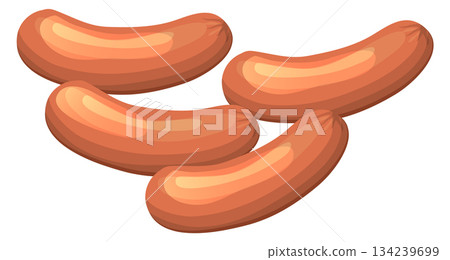 A close up of four hot dogs A close up of four hot dogs 134239699