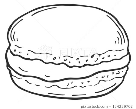 A close up of a pastry with a white filling A close up of a pastry with a white filling 134239702