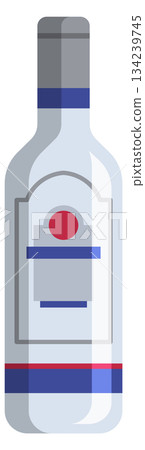 A bottle of vodka is shown in a cartoon style A bottle of vodka is shown in a cartoon style 134239745