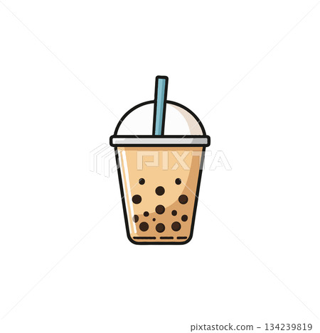 A refreshing illustration of tapioca pearl bubble tea, tempting beverage delight concept and 134239819