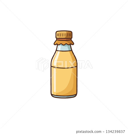Illustration showing a glass bottle filled with liquid a simple clean artwork with a charming 134239837