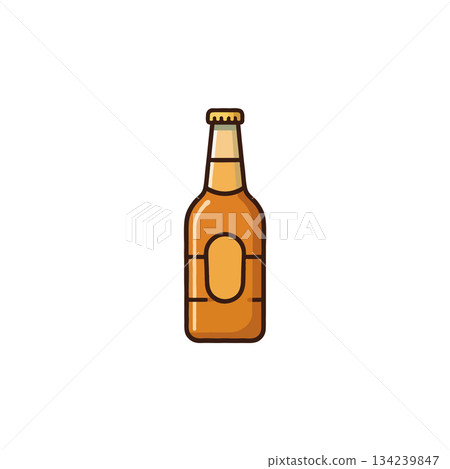 Isolated beer bottle vector illustration on a white background, fresh drink, party time and 134239847