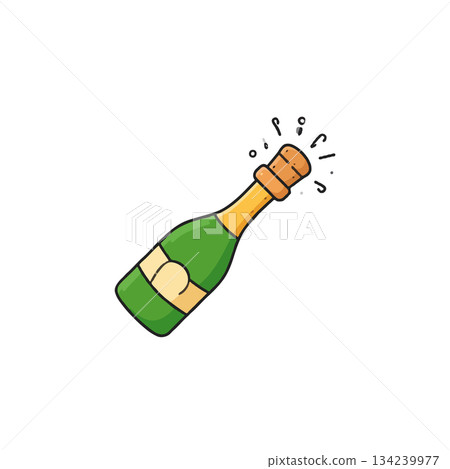 Celebratory fizz: A delightful champagne bottle illustration offering a festive and joyful Celebratory fizz: A delightful champagne bottle illustration offering a festive and joyful 134239977