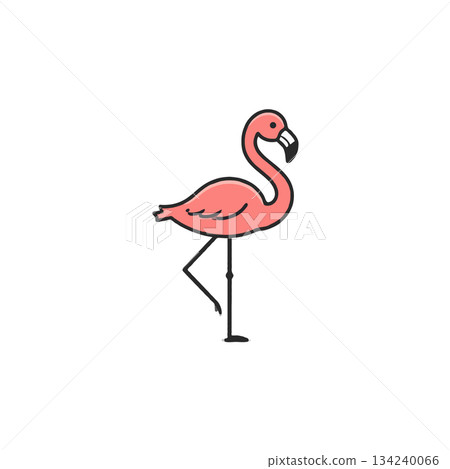 Stylized flamingo illustration with minimalist design aesthetic evoking tropical tranquility and Stylized flamingo illustration with minimalist design aesthetic evoking tropical tranquility and 134240066