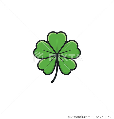 Simple four leaf clover symbol illustration representing fortune, luck, nature, and irish culture 134240069