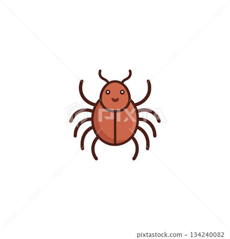 Cute animated beetle vector illustration for children's books and educational material showing a 134240082