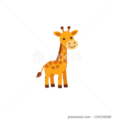 Charming giraffe illustration suitable for children's books and educational material with simple 134240086
