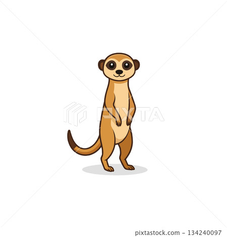 Whimsical meerkat illustration standing tall a playful cartoon design showcasing nature's adorable Whimsical meerkat illustration standing tall a playful cartoon design showcasing nature's adorable 134240097