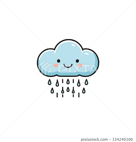 Whimsical raindrop cloud character spreading cheerful vibes and a sprinkle of delightful showers 134240100