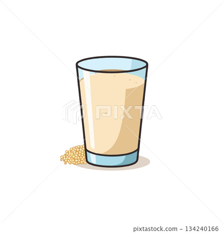 Refreshing beverage illustration presenting healthy choice with a glass full of soybean milk and 134240166