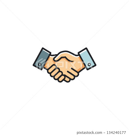 Handshake symbol for business agreement showing commitment to partnership and collaborative effort Handshake symbol for business agreement showing commitment to partnership and collaborative effort 134240177