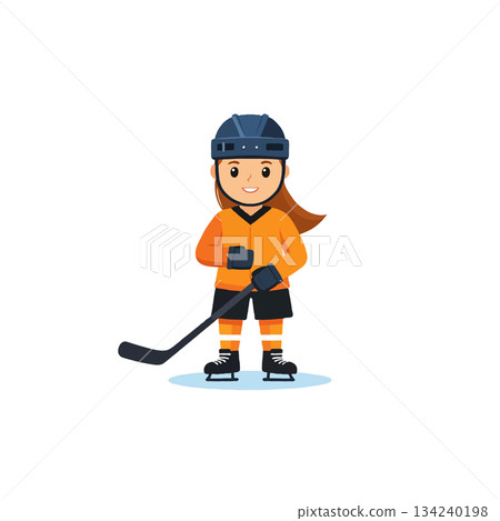 Enthusiastic young hockey player ready to play with passion and commitment on the ice rink wearing Enthusiastic young hockey player ready to play with passion and commitment on the ice rink wearing 134240198