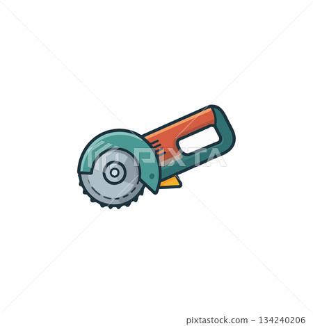 Artistic depiction of a small, portable circular saw, suggesting light-duty cutting tasks and Artistic depiction of a small, portable circular saw, suggesting light-duty cutting tasks and 134240206