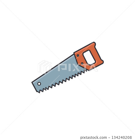 Illustration of a hand saw depicting craftsmanship for woodworking and carpentry related projects 134240208