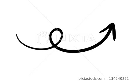 Hand-drawn swirling arrow upwards rising 134240251