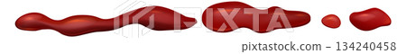A red blob of paint is splattered across a white background 134240458