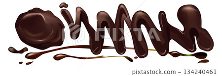 The image is of a chocolate sauce with a chocolate lettering The image is of a chocolate sauce with a chocolate lettering 134240461