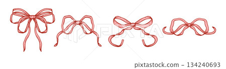 Whimsical bow and ribbon vector illustration for a cute gift or invitation Whimsical bow and ribbon vector illustration for a cute gift or invitation 134240693