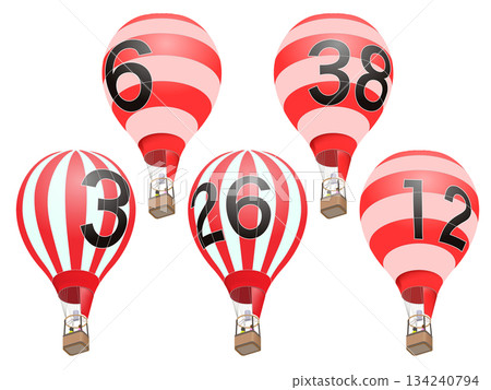 紅色條紋熱氣球 134240794