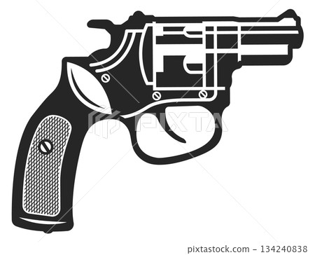 A black gun with a white background 134240838