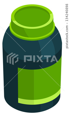 A green bottle with a green cap A green bottle with a green cap 134240898