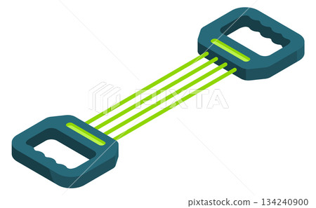 A blue and green exercise band with a green handle A blue and green exercise band with a green handle 134240900