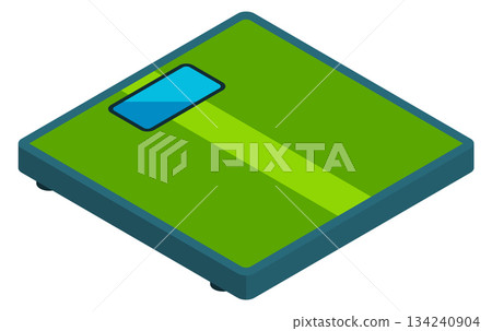A green scale with a blue screen on it A green scale with a blue screen on it 134240904