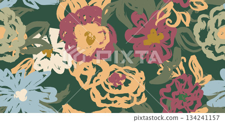 seamless pattern with flowers 134241157