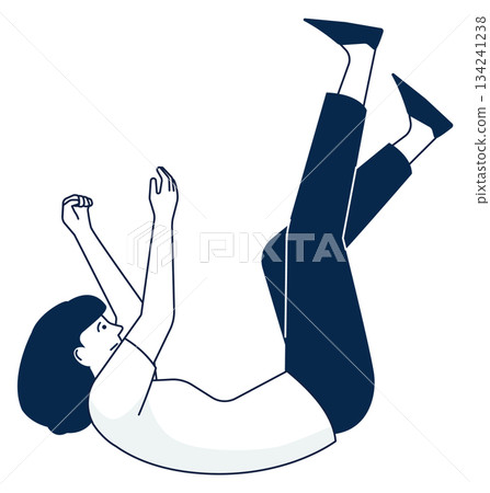 A woman is falling to the ground in a cartoonish way 134241238