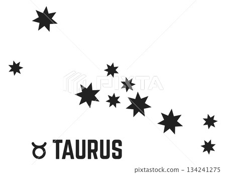 A constellation of stars with the word Taurus written below it A constellation of stars with the word Taurus written below it 134241275