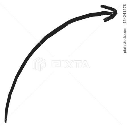 A black arrow is drawn on a white background A black arrow is drawn on a white background 134241278