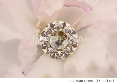 A diamond is on top of a flower 134241401