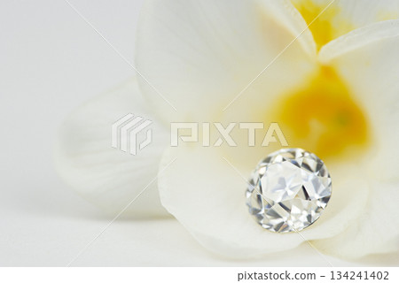 A white flower with a diamond on top of it A white flower with a diamond on top of it 134241402