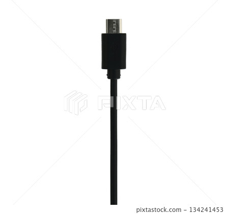 A black cord with a white plug A black cord with a white plug 134241453