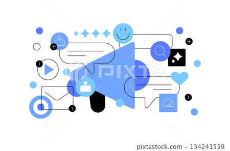 Online marketing and promotion. Flat illustration Online marketing and promotion. Flat illustration 134241559