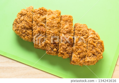 Pork cutlet on a cutting board 134241616