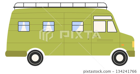 A green van with a roof rack 134241766