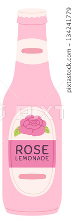 A bottle of Rose Lemonade is shown in a cartoonish style 134241779