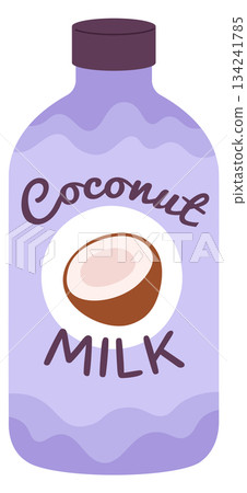 A cartoonish bottle of coconut milk A cartoonish bottle of coconut milk 134241785