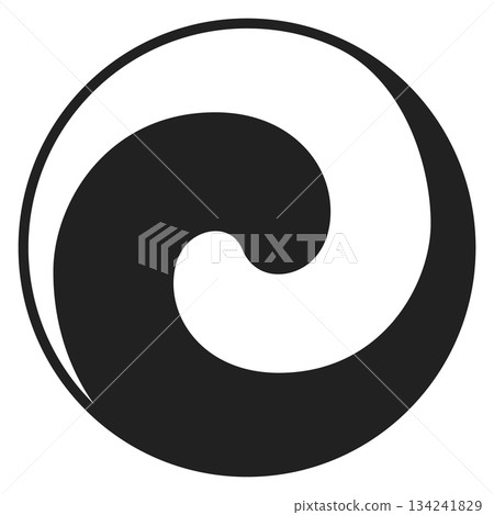 A black and white circle with a wave in the middle A black and white circle with a wave in the middle 134241829