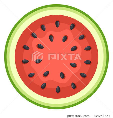 A watermelon slice with black seeds 134241837