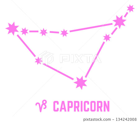 Capricorn celestial symbol. Fantasy star constellation symbol Capricorn celestial symbol. Fantasy star constellation symbol 134242008