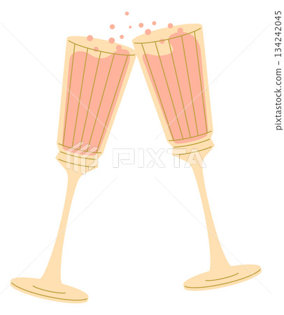 Cheers icon. Clinking champagne glasses. Party drink Cheers icon. Clinking champagne glasses. Party drink 134242045