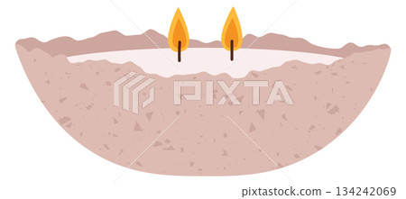 Ceramic bowl with candle wax. Hygge home decoration Ceramic bowl with candle wax. Hygge home decoration 134242069