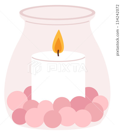 Aroma candle in glass. Spa therapy pink light Aroma candle in glass. Spa therapy pink light 134242072