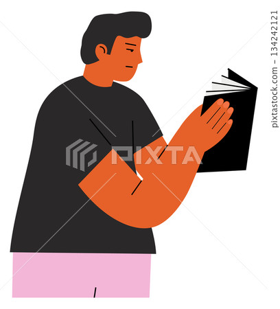 Man reading book. Flat young student character 134242121
