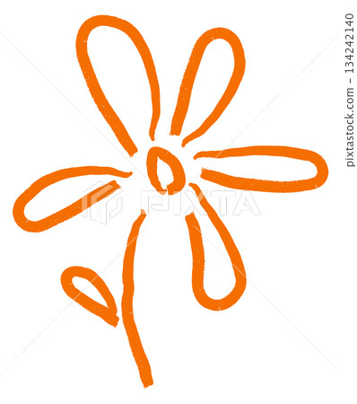 Hand drawn floral blossom. Crayon pencil drawing 134242140