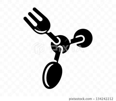 Molecular gastronomy, molecular cuisine and kitchen, graphic design. Molecule, atom, chemical, fork and spoon, vector design and illustration Molecular gastronomy, molecular cuisine and kitchen, graphic design. Molecule, atom, chemical, fork and spoon, vector design and illustration 134242212