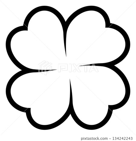 Four-leaf clover symbol line icon shape, illustration of four leaf cloverleaf, isolated on white 134242243